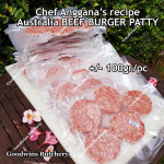 Australia beef mince 85CL Anggana's BURGER PATTY seasoned with Italian herbs ECONOMY THIN frozen price for 500g 5pcs